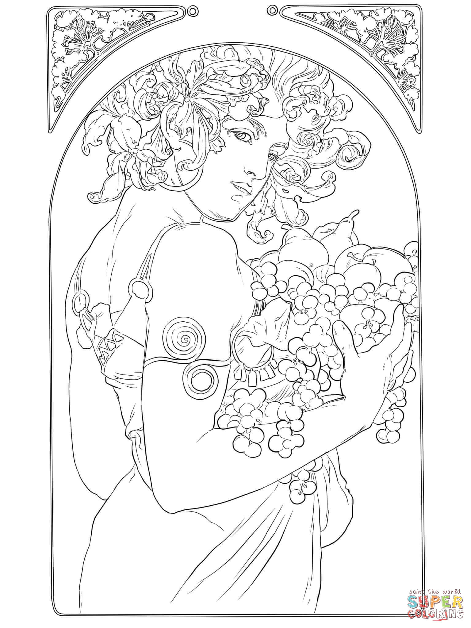 1536x2048 Alphonse Mucha Coloring Pages Spring By Alfons Mucha Coloring Page