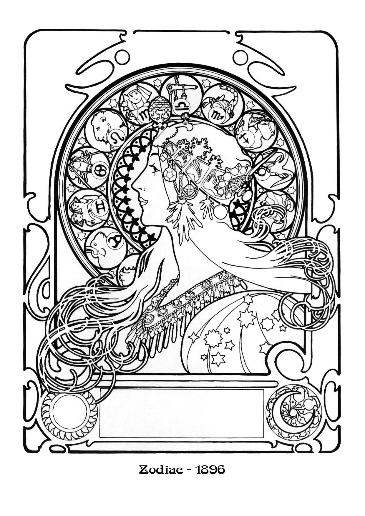 1240x1754 Kleurplaat Naar A.mucha Vrouw Colouring Picture A.mucha Like