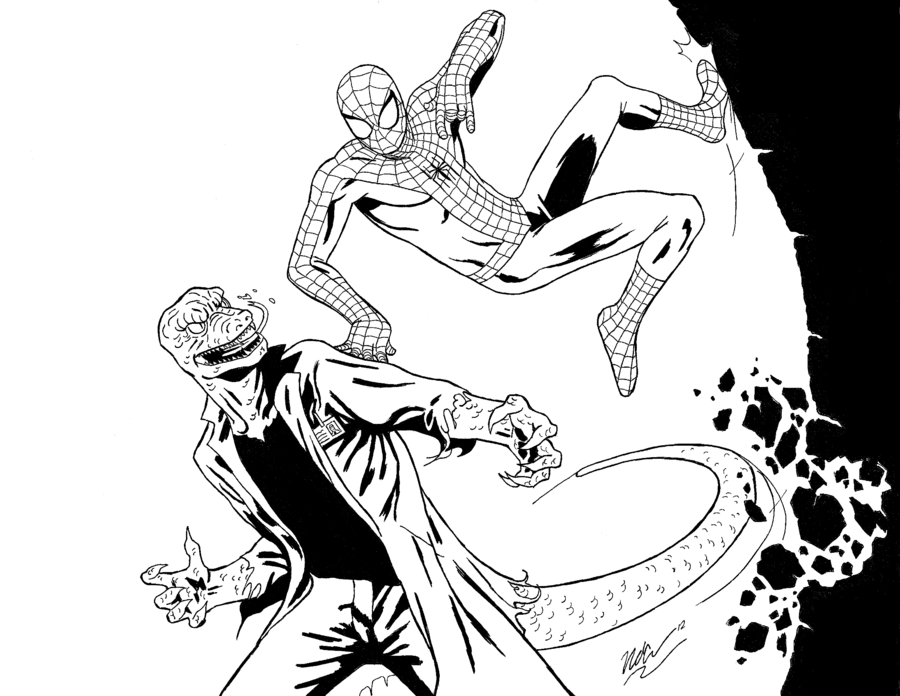 900x696 Spiderman Vs Lizard Coloring Pages