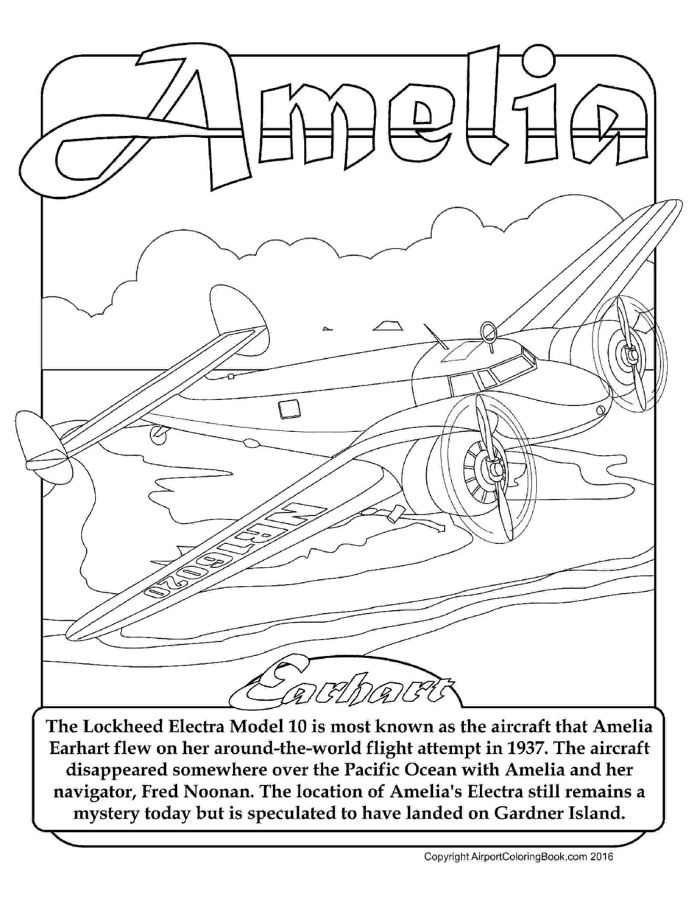 Amelia Earhart Coloring Page