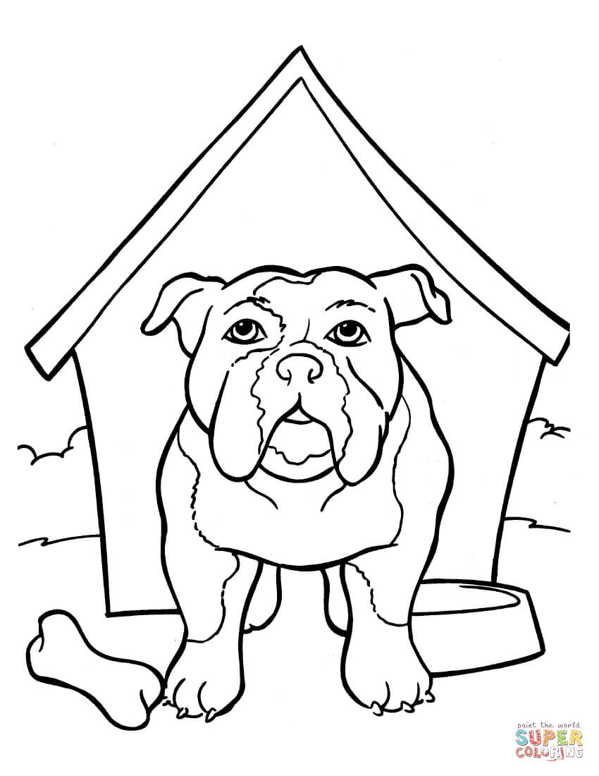 850x1100 Bulldog Coloring Pages Is In The Kennel Page Free Printable