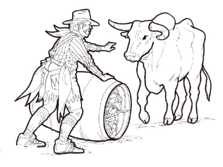 720x540 Rodeo Clown With Bull Coloring Color Horses Rodeo Clown With Bull