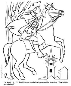Paul Revere With Horse Coloring For Kids Social Studies 236x288 Paul Revere With Horse Coloring For Kids Social Studies