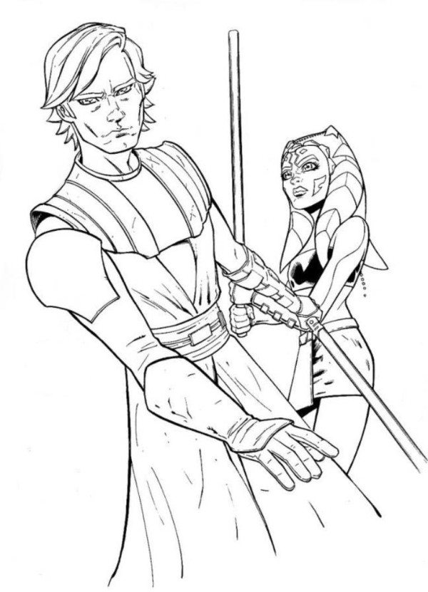 600x831 Ahsoka And Anakin Star Wars Coloring Pages