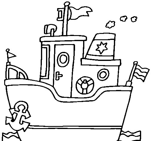 Boat With Anchor Coloring Page 505x470 Boat With Anchor Coloring Page