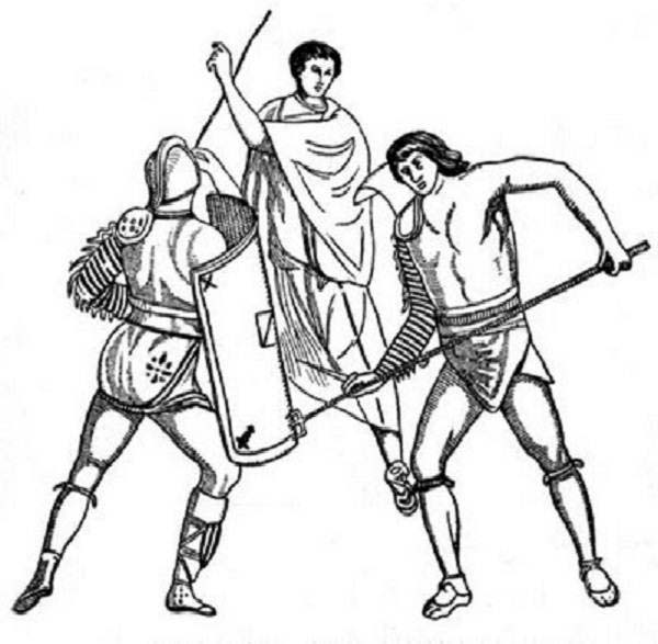 600x587 Gladiator Training From Ancient Rome Coloring Page