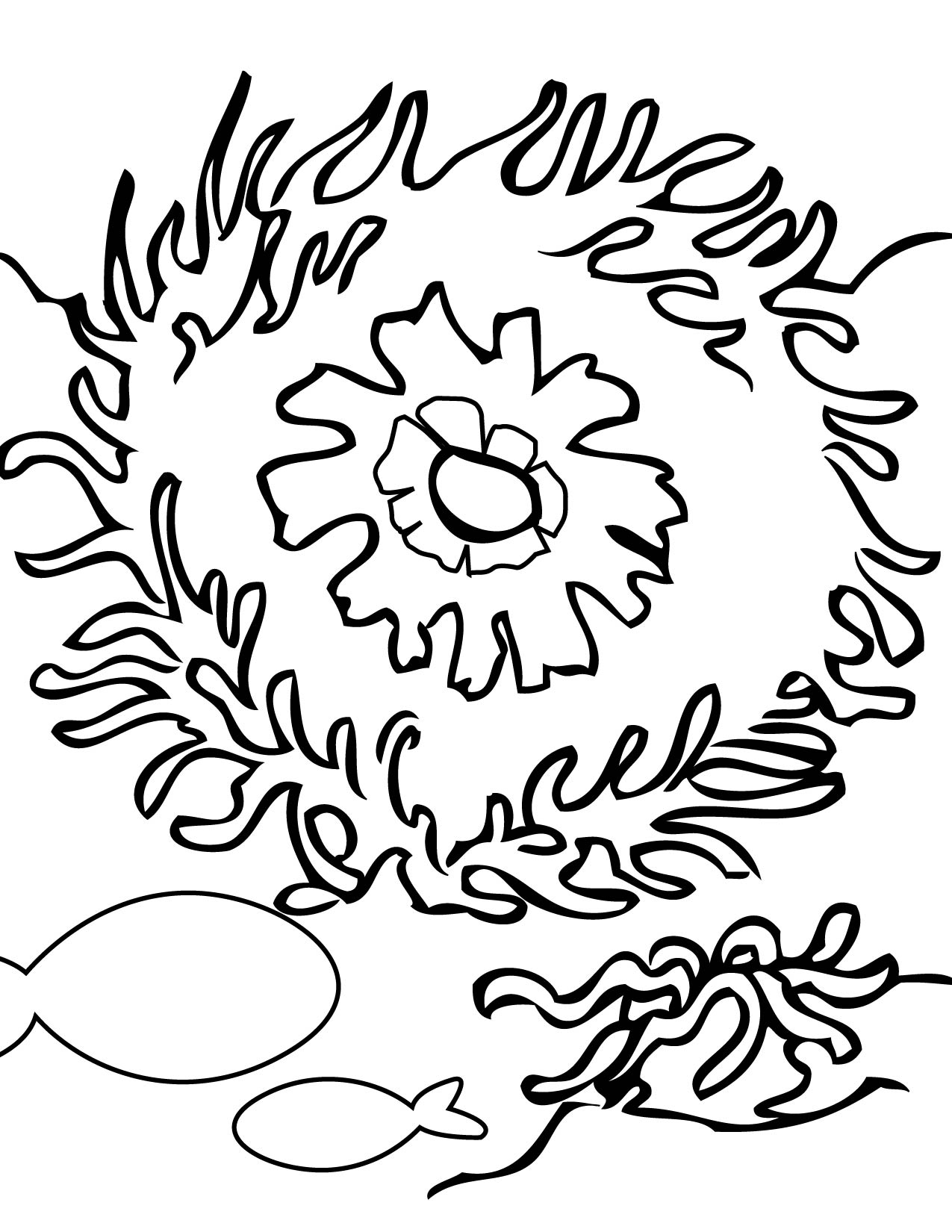 1275x1650 Fish Eating Anemone Coloring Page