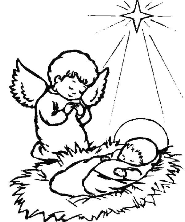 600x717 Coloring Pages Baby Jesus A Little Angel Praying For Ba Jesus