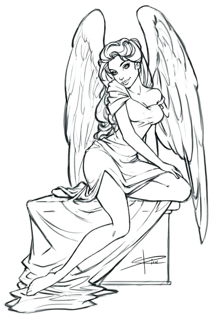 736x1055 Free Angel Coloring Pages Free Angel Coloring Pages Angel Drawings