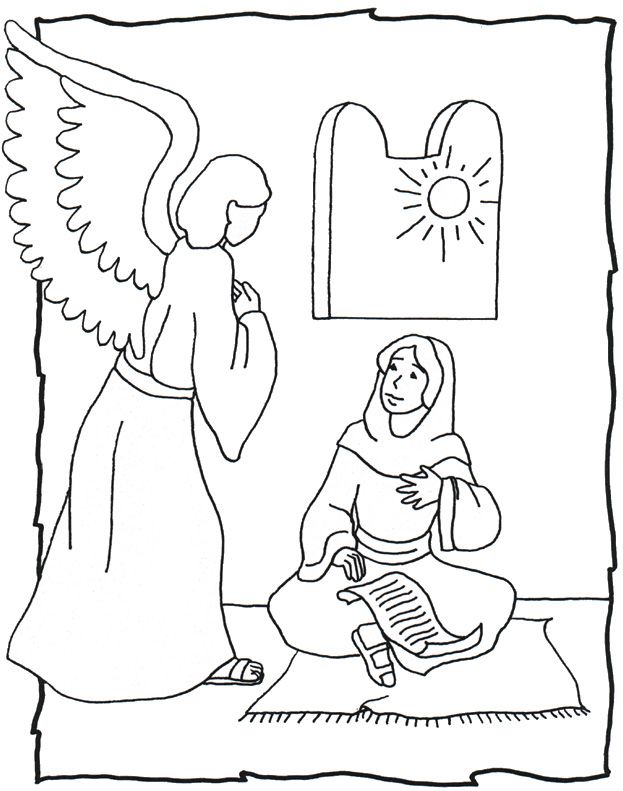 Angel Gabriel Visits Mary Coloring Page 623x791 Angel Gabriel Visits Mary Coloring Page