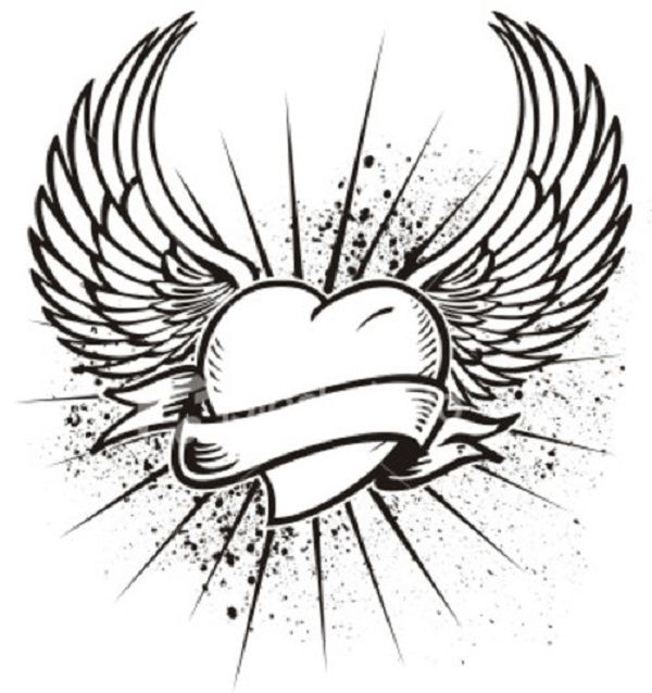 Cool Heart With Wings Coloring Pages 600x638 Cool Heart With Wings Coloring Pages