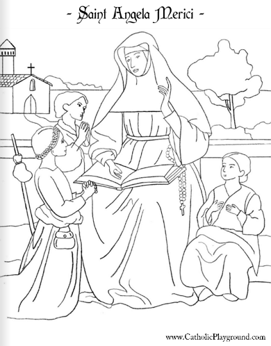 390x498 St. Angela Merici Coloring Page January 27th Catholic Playground