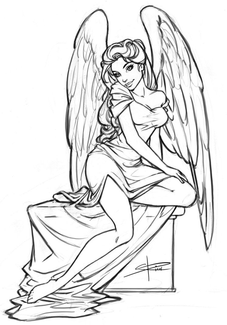 Angel Sketch By ~sabinerich On Color And Draw 746x1070 Angel Sketch By ~sabinerich On Color And Draw