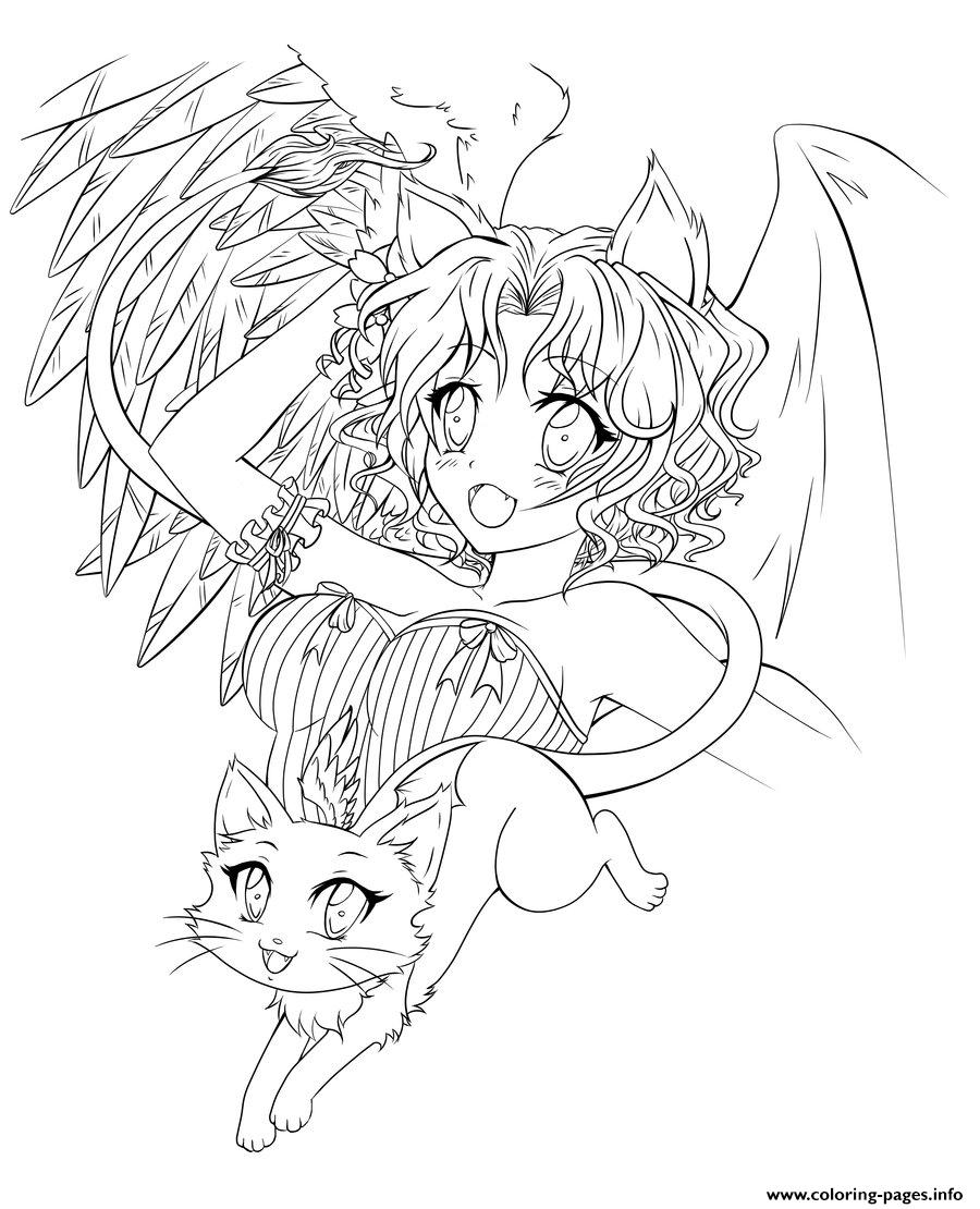 Anime Demon Angel Coloring Pages Printable 900x1110 Anime Demon Angel Coloring Pages Printable