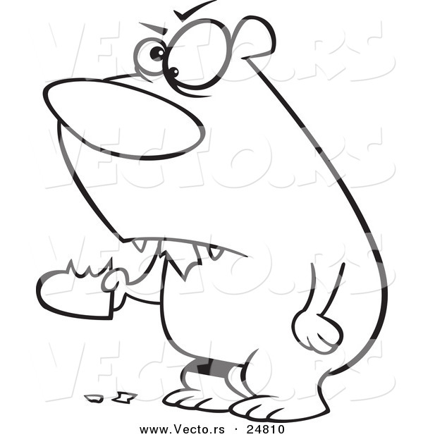 Vector Of Cartoon Blacknd White Outlinengry Bear Eating 600x620 Vector Of Cartoon Blacknd White Outlinengry Bear Eating