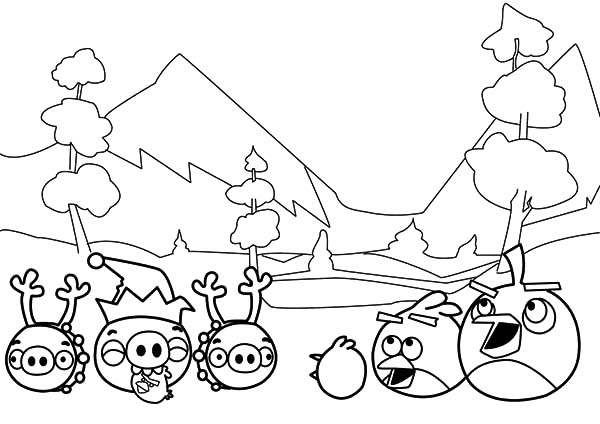 Angry Birds Winter Coloring Pages 600x424 Angry Birds Winter Coloring Pages