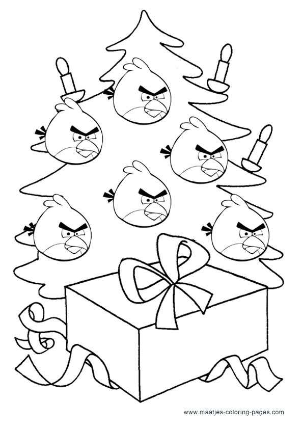 Angry Birds Christmas Coloring Pages 595x842 Angry Birds Christmas Coloring Pages