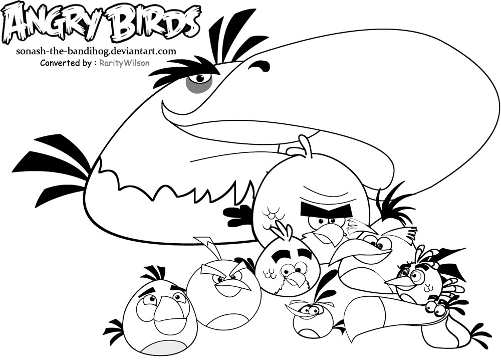 Angry Birds Coloring Pages Team Colors 1000x718 Angry Birds Coloring Pages Team Colors