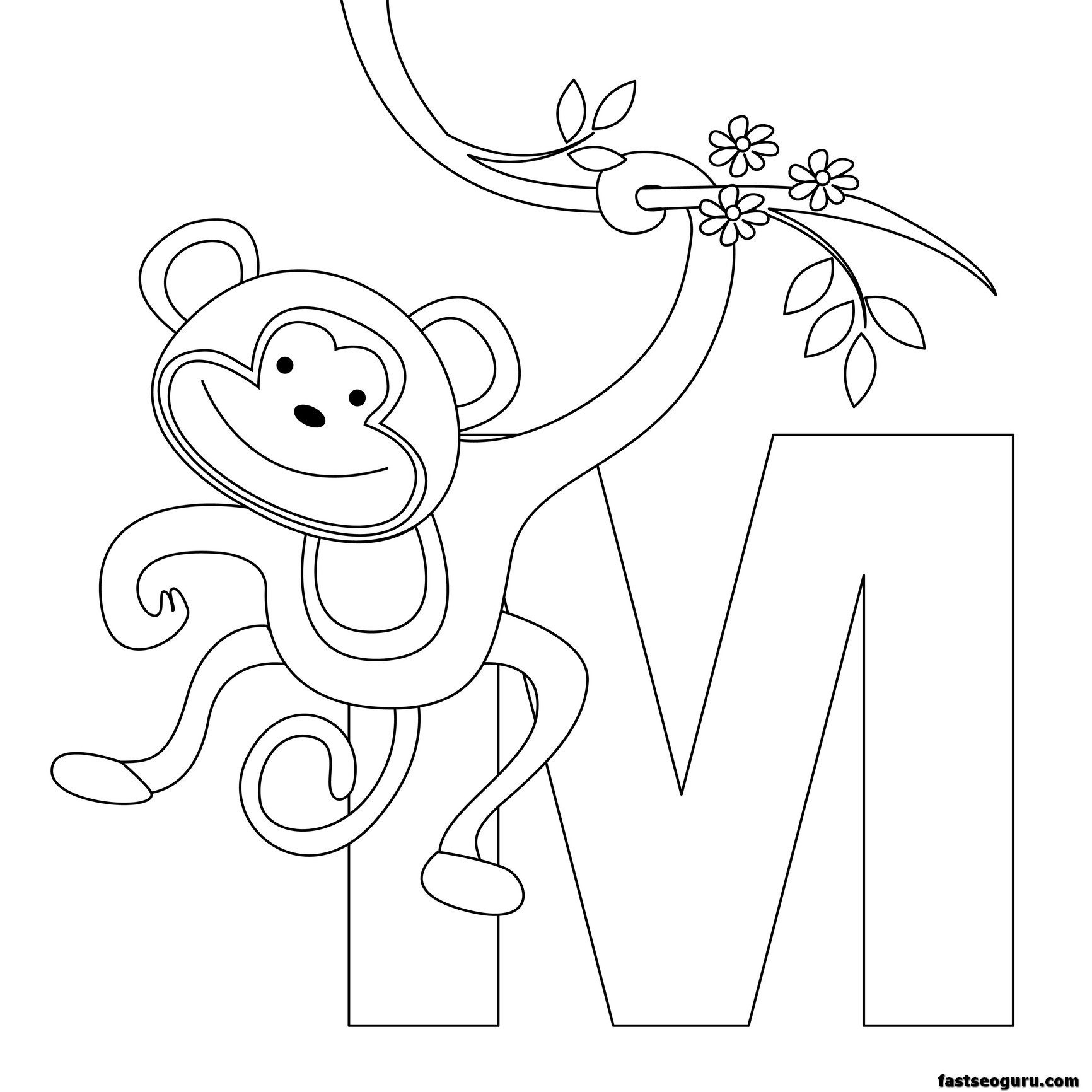 1732x1732 Printable Animal Alphabet Worksheets Letter M For Monkey English