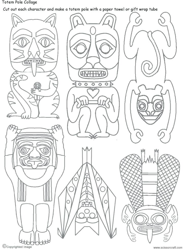 736x981 Totem Pole Coloring Sheets Animal Totem Pole Coloring Pages Totem