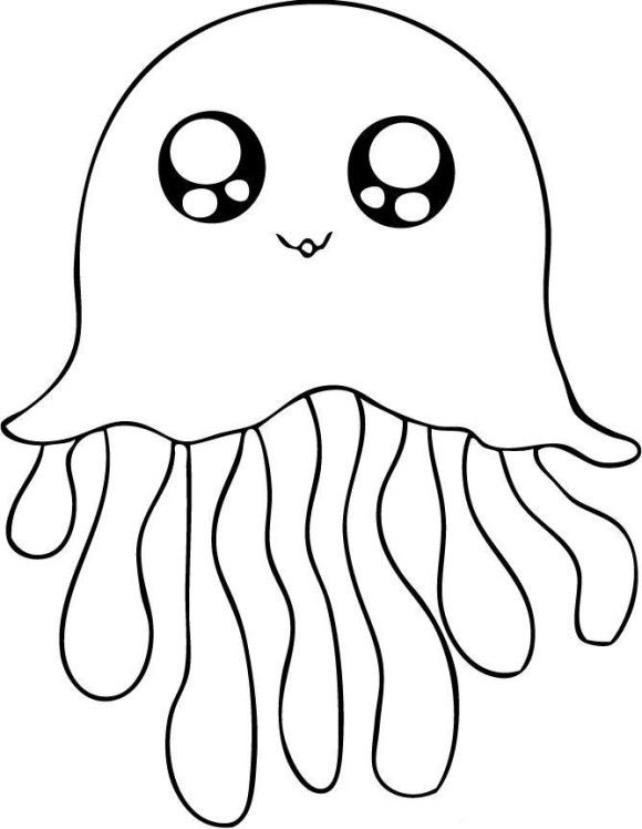 Cute Jellyfish Coloring Pages 580x748 Cute Jellyfish Coloring Pages