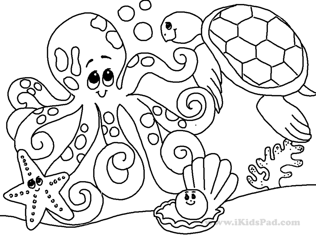 1024x768 Ocean Animals Coloring Pages