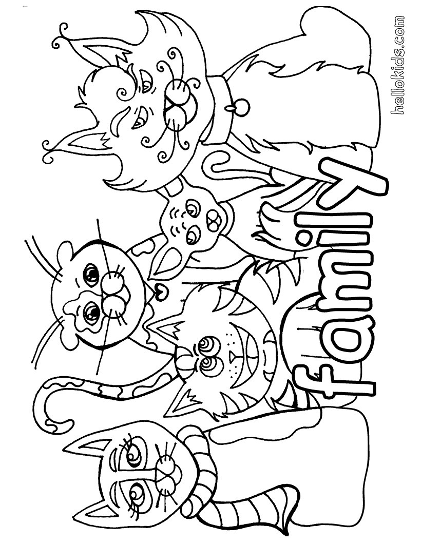 820x1060 Cat Family Coloring Pages