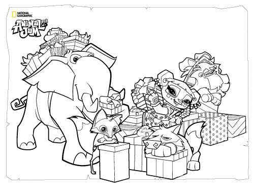 Animal Jam Coloring Animals With Presents 500x386 Animal Jam Coloring Animals With Presents