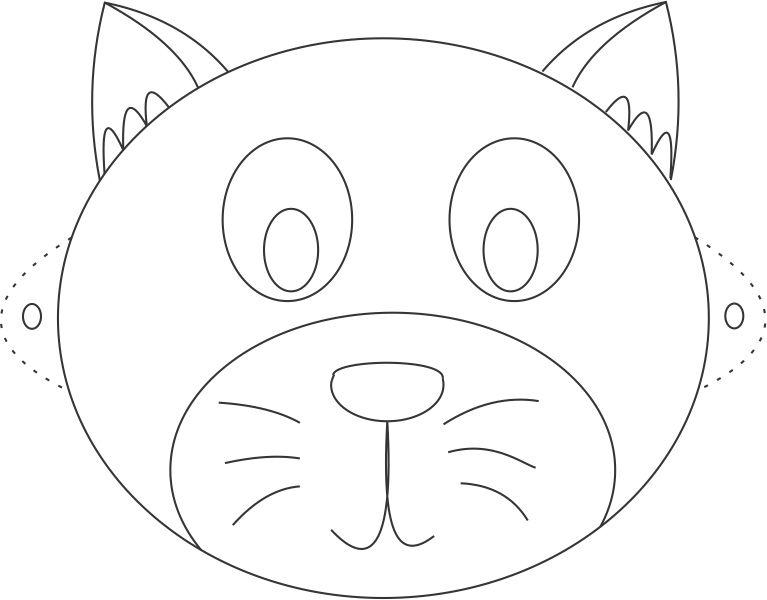 767x600 Cat Mask Coloring Pages