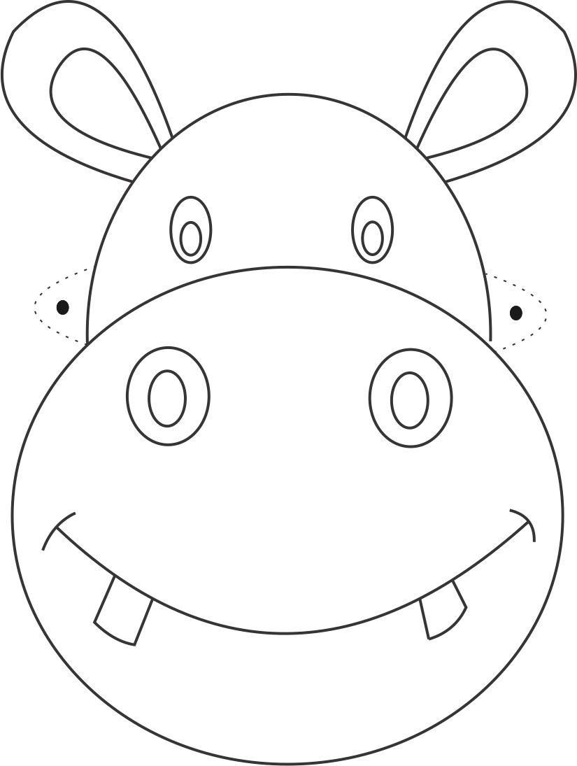 825x1095 Hippo Mask Printable Coloring Page For Kids