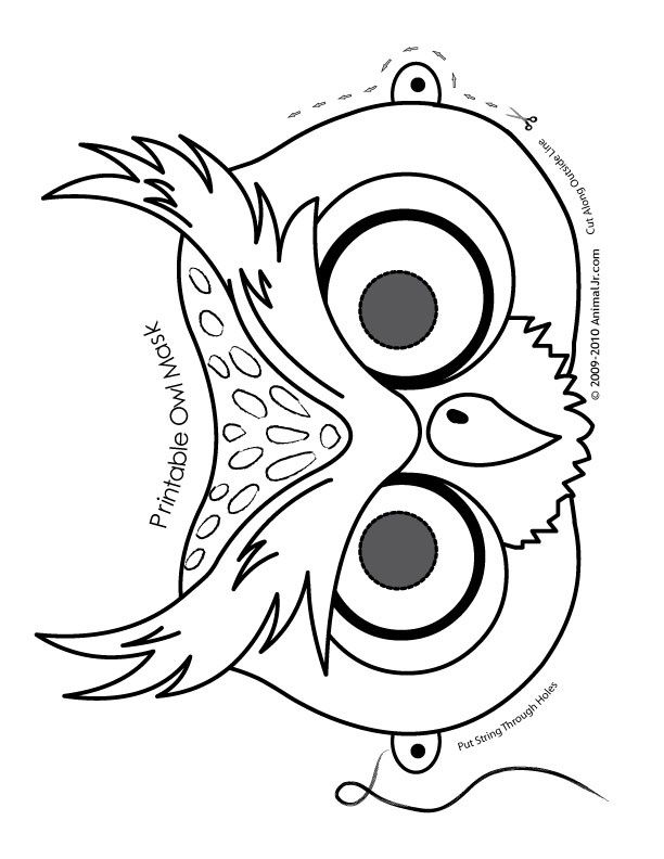 612x792 Owl Cute Printable Halloween Animal Paper Masks Mask Coloring Page