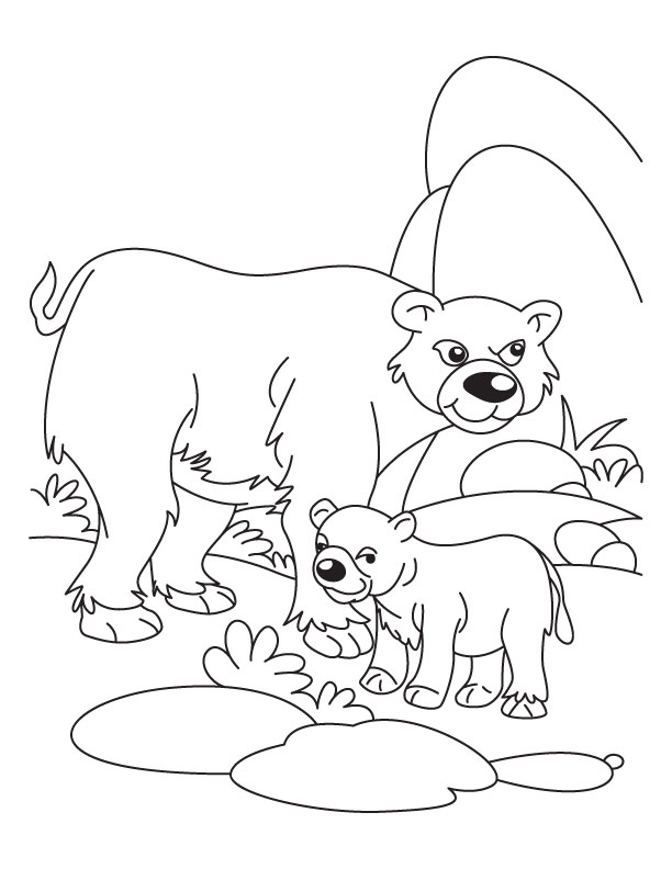 Cub With His Father Bear Waiting For Mother Bear Coloring Page 612x792 Cub With His Father Bear Waiting For Mother Bear Coloring Page