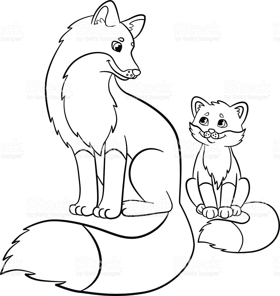 Top Baby Fox Coloring Pages Wild Animals Mother With Her Stock 967x1024 Top Baby Fox Coloring Pages Wild Animals Mother With Her Stock