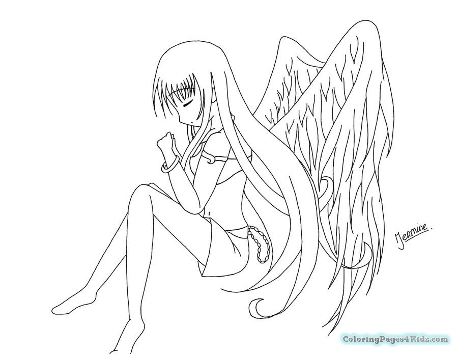900x695 Anime Angel Coloring Pages Angel Anime Girl Coloring Pages