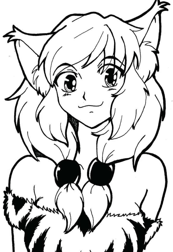 Anime Cat Girl Coloring Pages 719x1050 Anime Cat Girl Coloring Pages