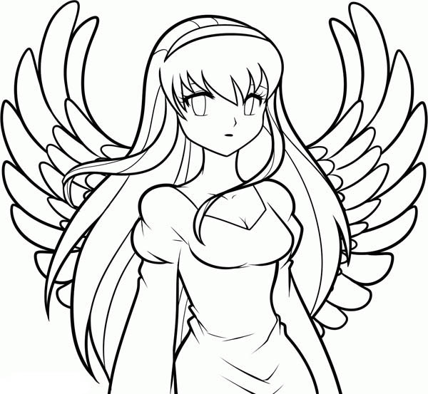 Anime Angel Coloring Pages 600x553 Anime Angel Coloring Pages