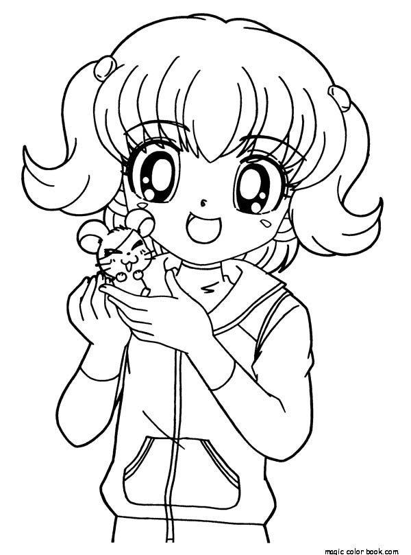 Anime Girl Hamtaro Pet Coloring Pages Online Print Free 600x809 Anime Girl Hamtaro Pet Coloring Pages Online Print Free