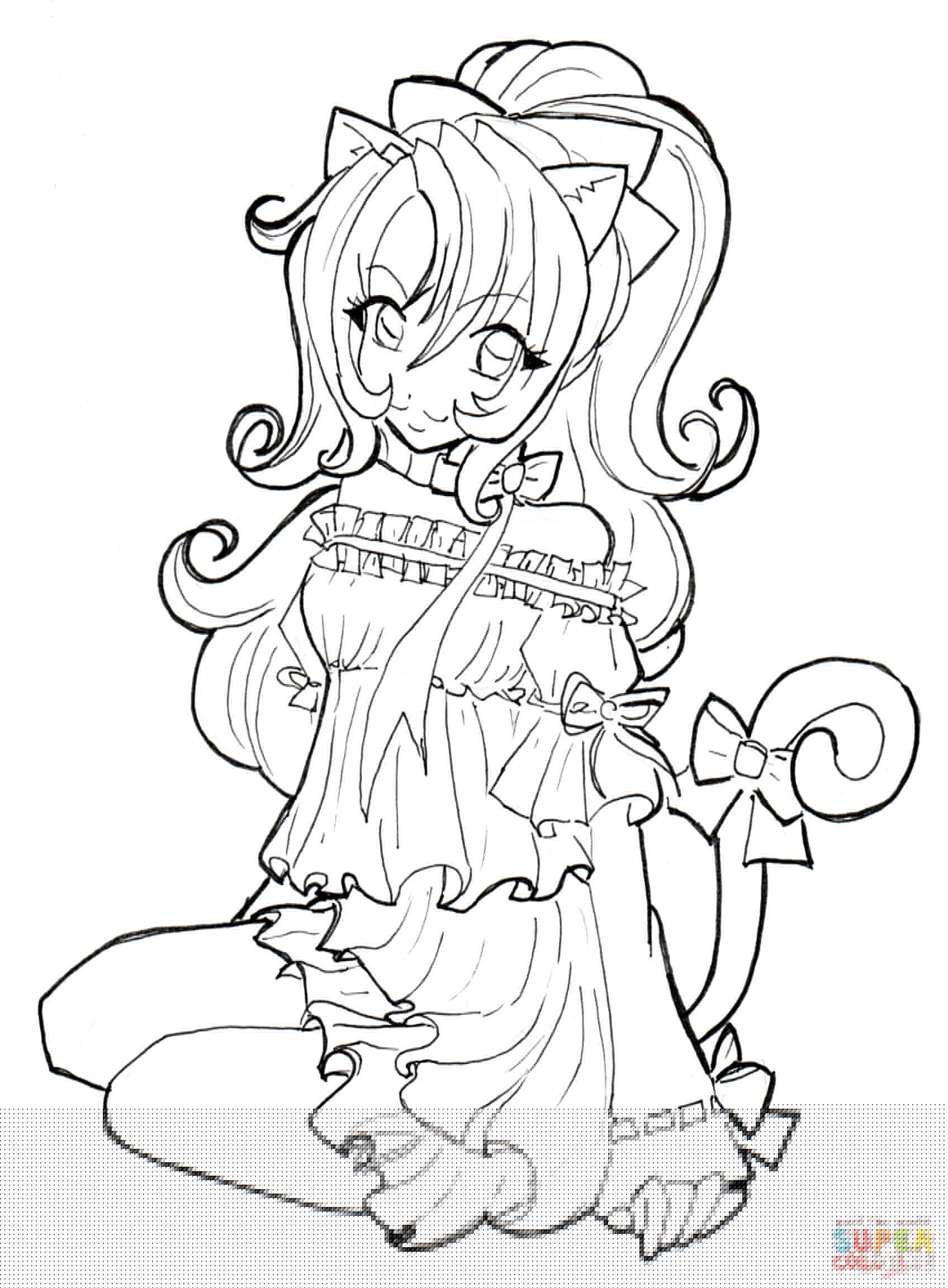 Anime Cat Girl Coloring Pages Download 1696x2305 Anime Cat Girl Coloring Pages Download