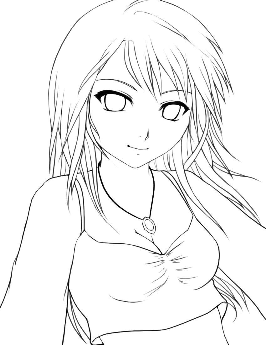850x1100 Best Clipart Girl Anime Coloring Pages Free 1454 Printable