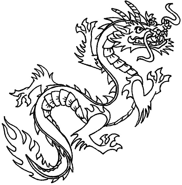 600x610 Easy Chinese Dragon Coloring Pages Flying Netart