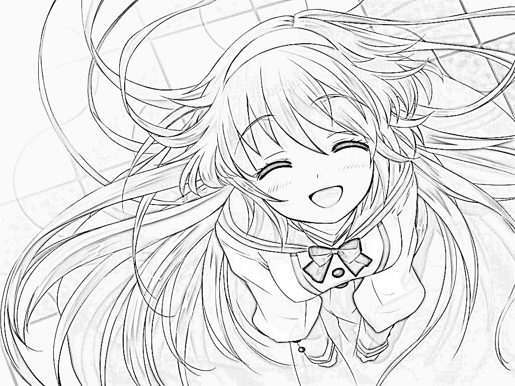 Anime Girl Coloring Pages 1024x768 Anime Girl Coloring Pages