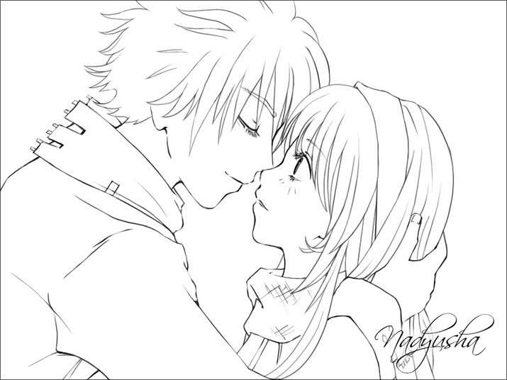 Anime Kissing Coloring Pages 715x536 Anime Kissing Coloring Pages