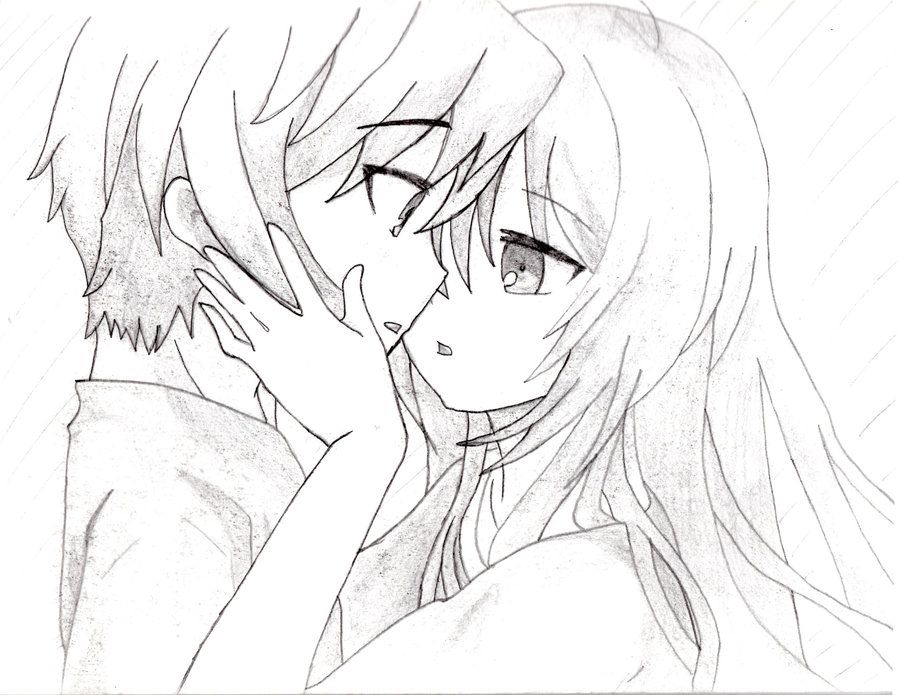 Anime Kiss Sketch 900x695 Anime Kiss Sketch