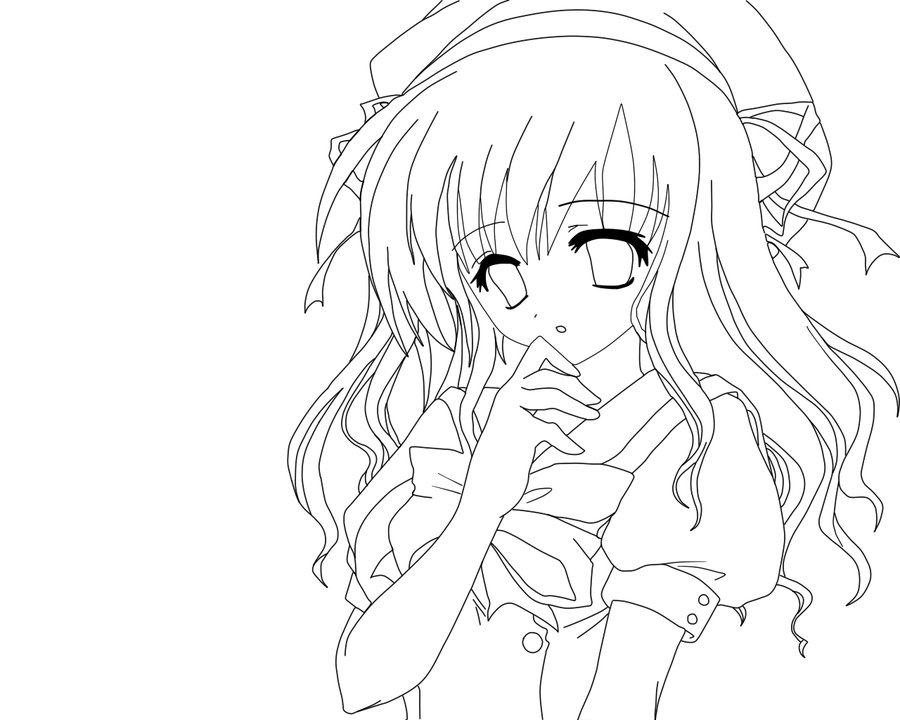 900x720 Anime Girl Lineart Color Me By Helpfulwolf