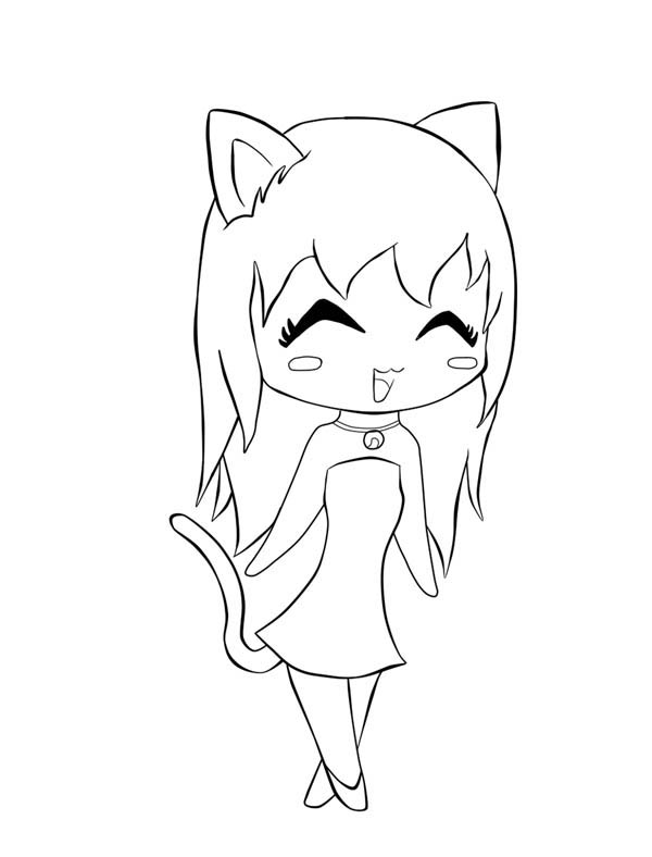 Anime Neko Girl Coloring Pages 600x788 Anime Neko Girl Coloring Pages