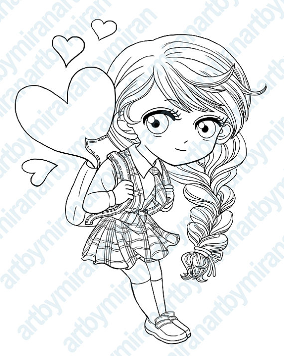 Digital Stamp School Girl Digi Stamp Coloring Page 570x713 Digital Stamp School Girl Digi Stamp Coloring Page