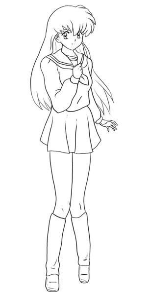 Anime School Girl Coloring Pages 304x600 Anime School Girl Coloring Pages