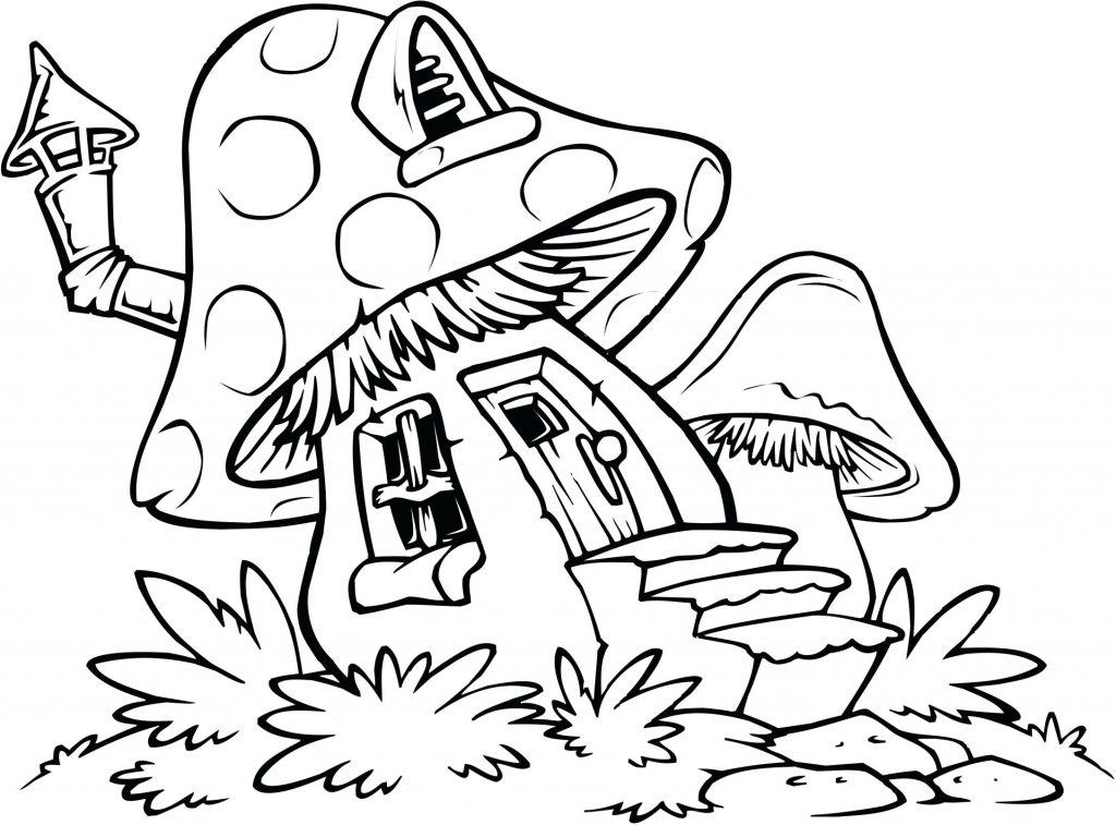 1024x757 Coloring Page ~ Coloring Pages House Printable Title Free Mushroom