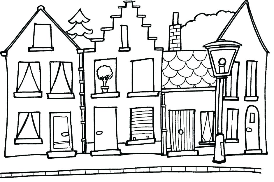 940x624 Building Coloring Page