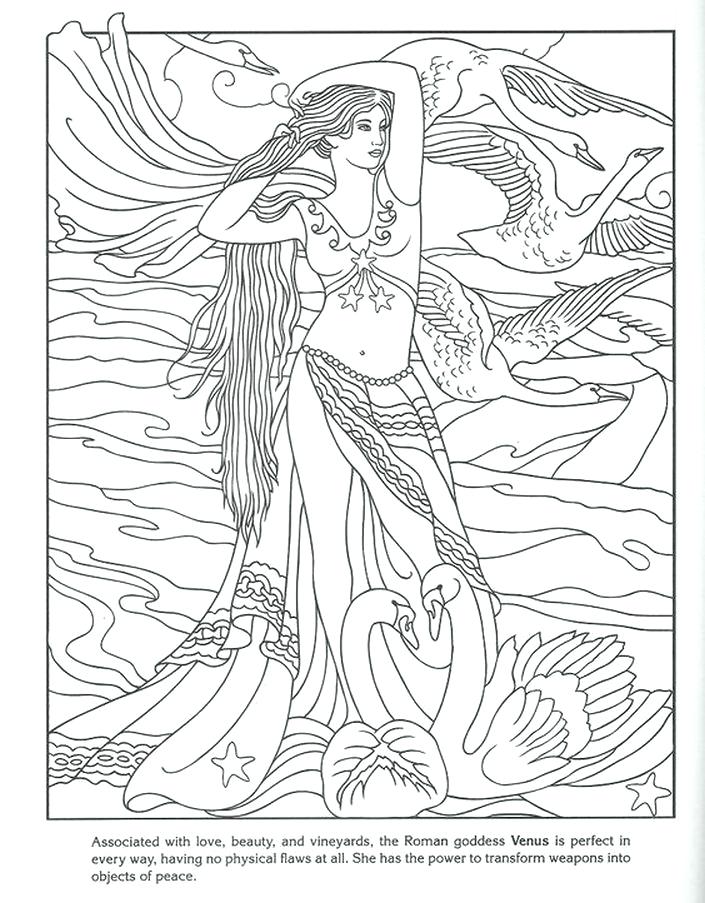 705x903 Aphrodite Coloring Page Beauty Goddess Detailed Coloring Pages